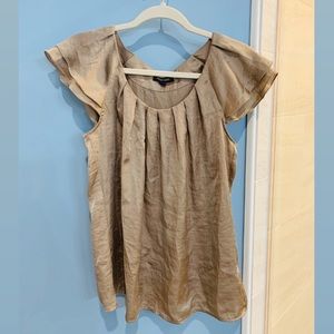 Champagne beige silk blouse new size S with pleats